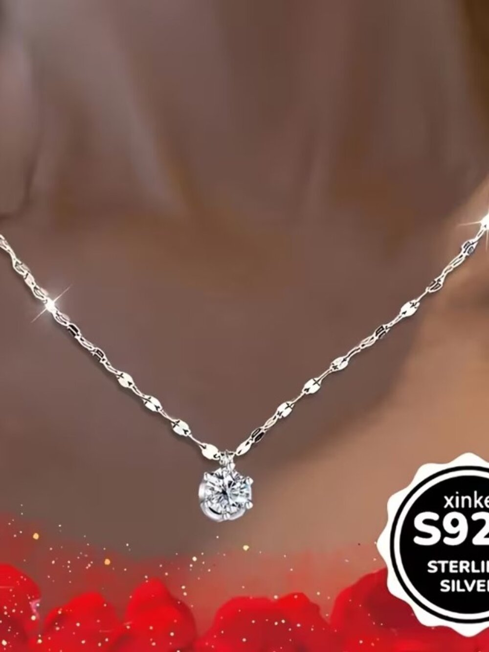 Elegant 925 Sterling Silvery Lip Chain Sparkling Coconut Snowflake
